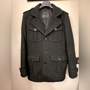 Express Men’s Wool Pea Coat. Size M. Black.